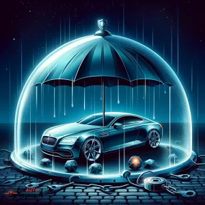 Secure luxury car under protective shield by Ghost Immobiliser system, illustrating ultimate theft protection - UK Auto Retrofits